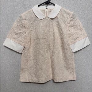 Tory Burch Collared Lace Top Cream Women’s 4